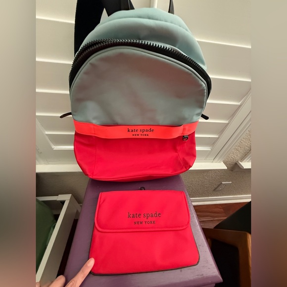 Kate Spade Vibrant Red and Gray Backpack - Picture 11 of 13